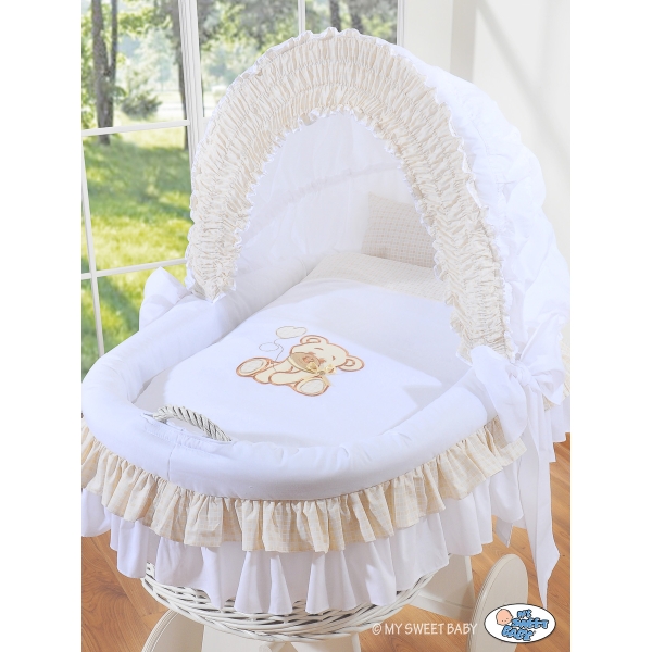 Berceau en Osier avec Capote - Blanc Papillon