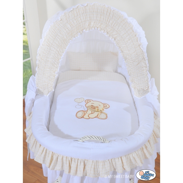 Berceau en Osier avec Capote - Blanc Papillon