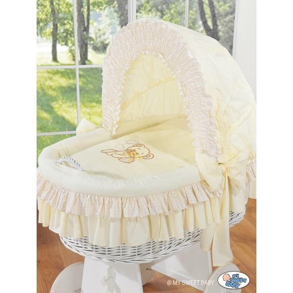 Berceau en Osier avec Capote - Crème Papillon