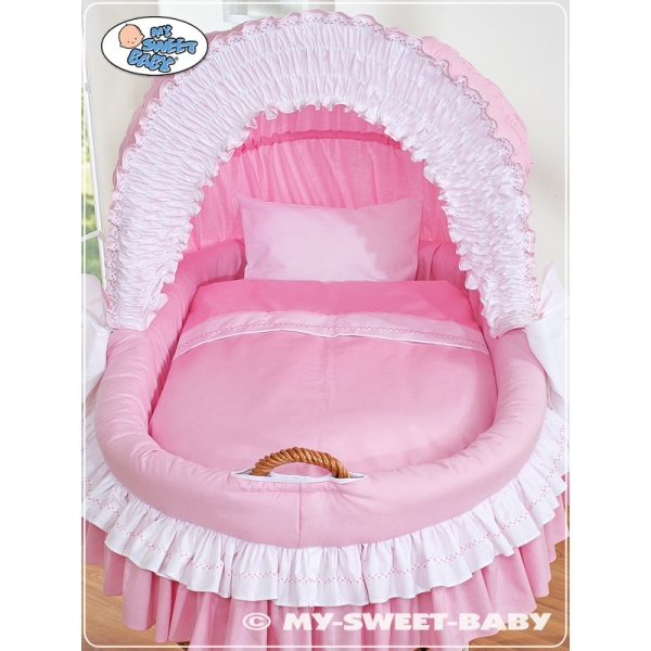 Berceau en osier avec textile rose pour Fille