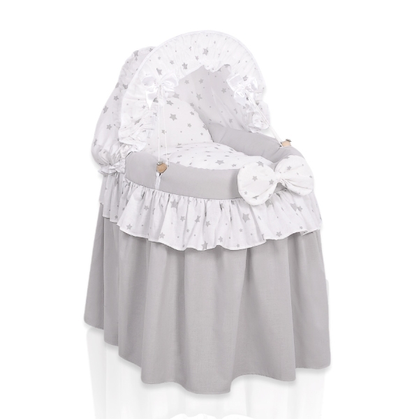 Berceau pour Poupées en Osier avec Capote Gris étoile