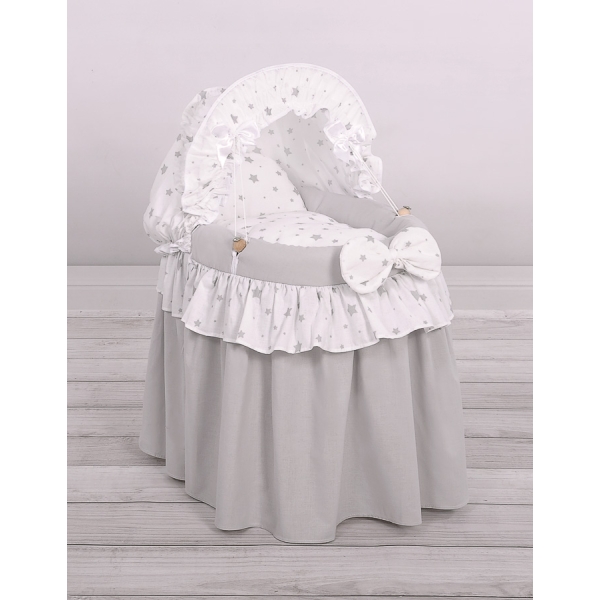Berceau pour Poupées en Osier avec Capote Gris étoile