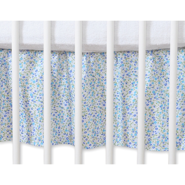 Cache-sommier 140x70 cm Bleu Fleurs Cœurs