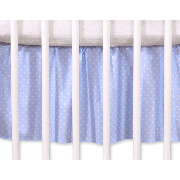 Cache-sommier Décoratif pour Berceau 120x60 cm - Hanging Hearts Bleu à Pois Cœurs