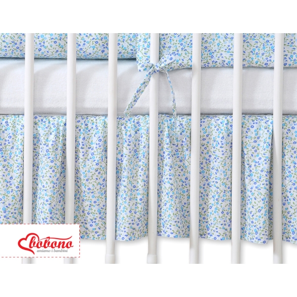 Cache-sommier Décoratif pour Berceau 120x60 cm - Hanging Hearts Bleu Fleurs Cœurs