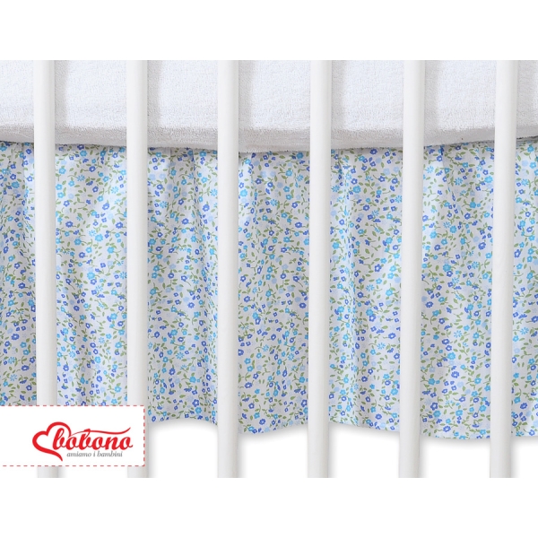 Cache-sommier Décoratif pour Berceau 120x60 cm - Hanging Hearts Bleu Fleurs Cœurs