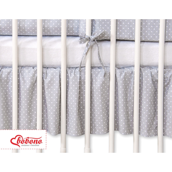 Cache-sommier Décoratif pour Berceau 120x60 cm - Hanging Hearts Gris à Pois Cœurs