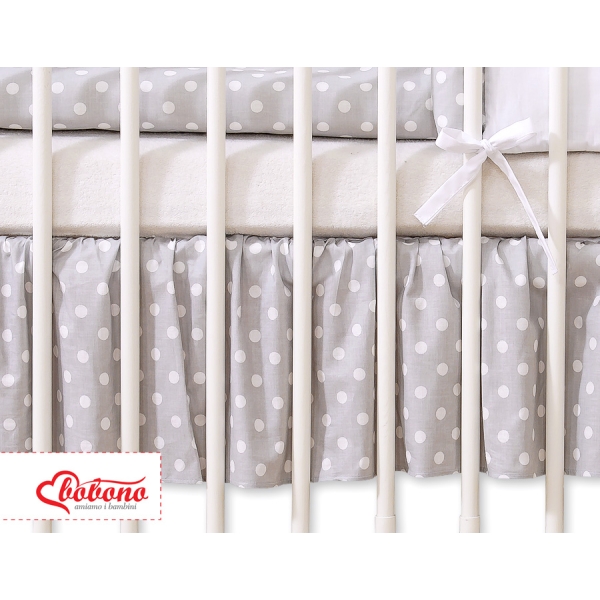 Cache-sommier Décoratif pour Berceau 120x60 cm - Hanging Hearts Gris à Pois Cœurs