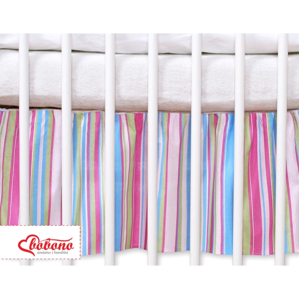 Cache-sommier Décoratif pour Berceau 120x60 cm - Hanging Hearts Lila Rayures Cœurs