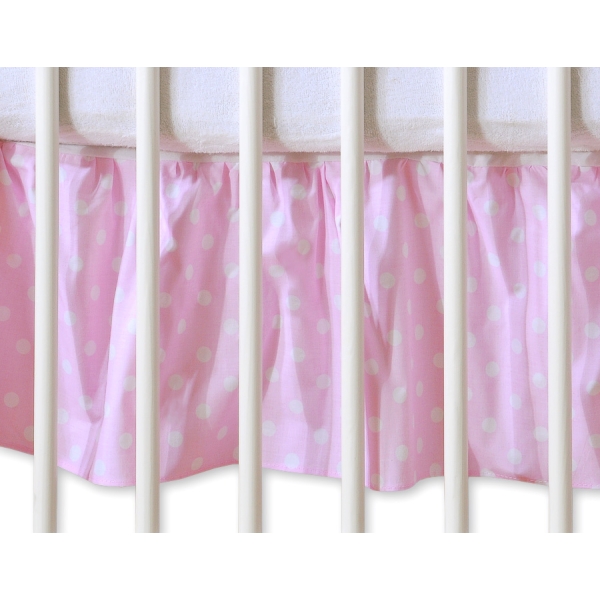 Cache-sommier Décoratif pour Berceau 120x60 cm - Hanging Hearts Rose à Pois Cœurs