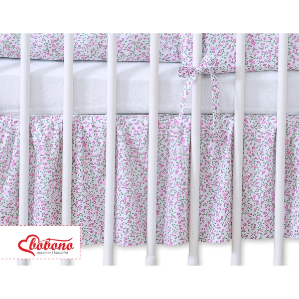Cache-sommier Décoratif pour Berceau 120x60 cm - Hanging Hearts Rose Fleurs Cœurs