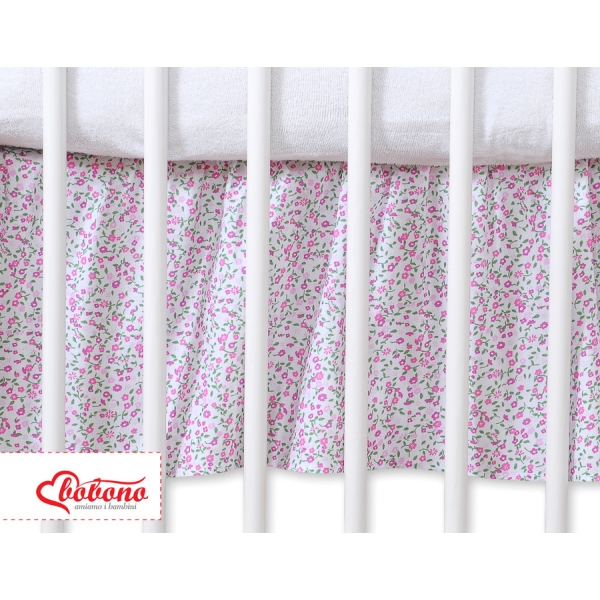 Cache-sommier Décoratif pour Berceau 120x60 cm - Hanging Hearts Rose Fleurs Cœurs