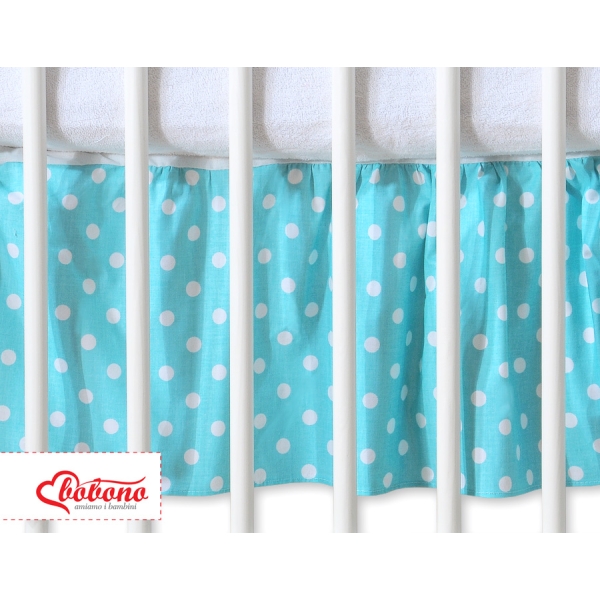 Cache-sommier Décoratif pour Berceau 120x60 cm - Hanging Hearts Turquoise à Pois Cœurs