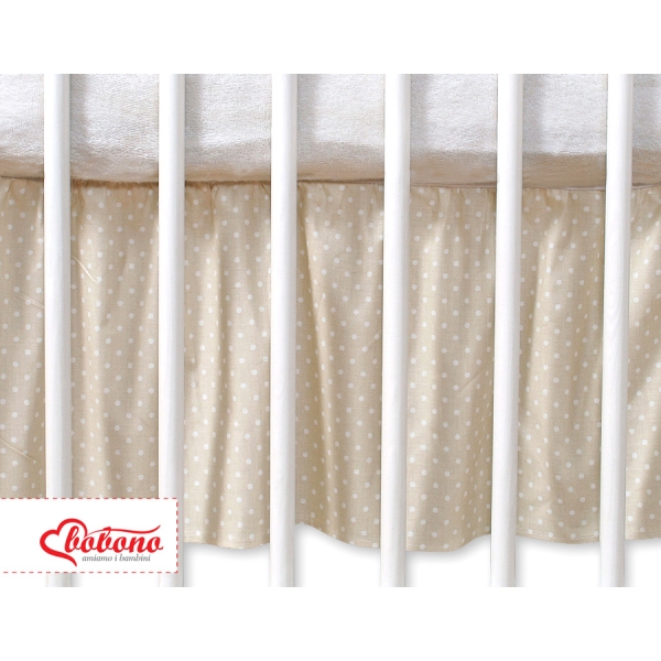 Cache-sommier Décoratif pour  Lit Bébé 70x140 cm Beige à Pois Cœurs