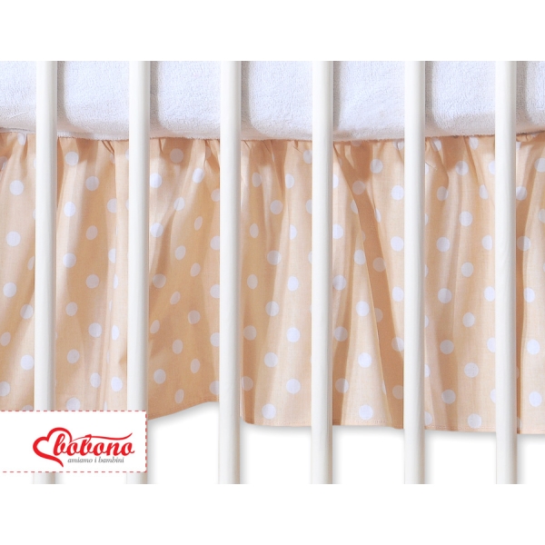 Cache-sommier Décoratif pour  Lit Bébé 70x140 cm Beige à Pois Cœurs