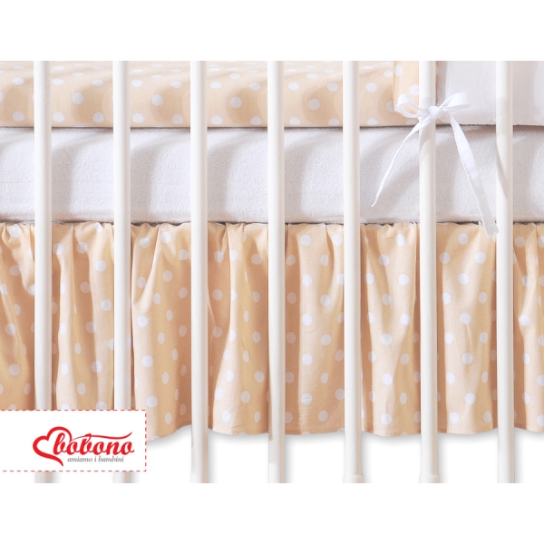 Cache-sommier Décoratif pour  Lit Bébé 70x140 cm Beige à Pois Cœurs