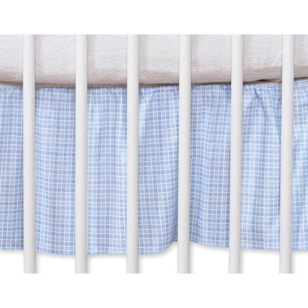 Cache-sommier Décoratif pour  Lit Bébé 70x140 cm Bleu à Carreaux Cœurs