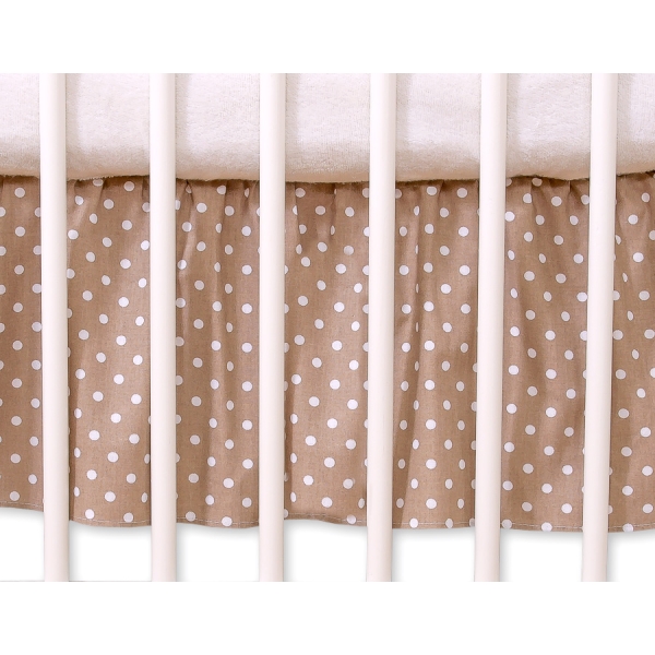 Cache-sommier Décoratif pour  Lit Bébé 70x140 cm Brun à Pois Cœurs