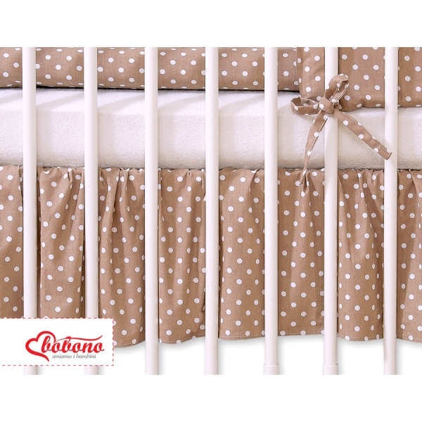 Cache-sommier Décoratif pour  Lit Bébé 70x140 cm Brun à Pois Cœurs