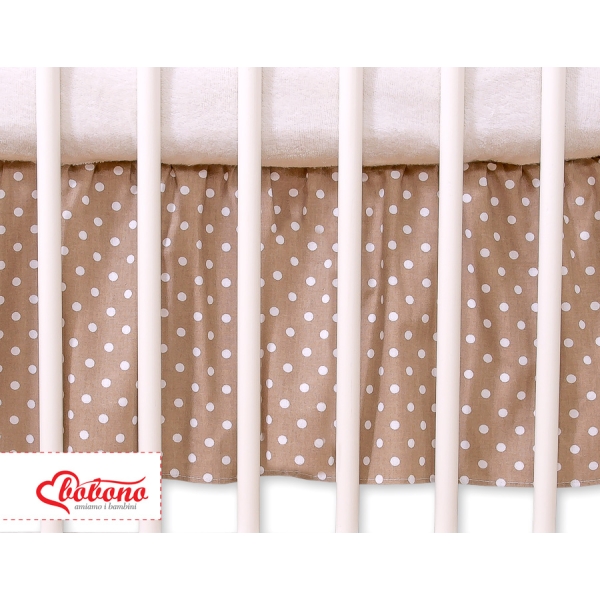 Cache-sommier Décoratif pour  Lit Bébé 70x140 cm Brun à Pois Cœurs
