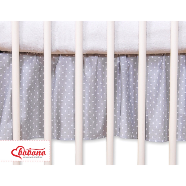 Cache-sommier Décoratif pour  Lit Bébé 70x140 cm Gris à Pois Cœurs