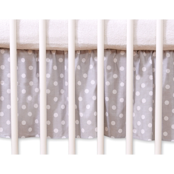 Cache-sommier Décoratif pour  Lit Bébé 70x140 cm Gris à Pois Cœurs