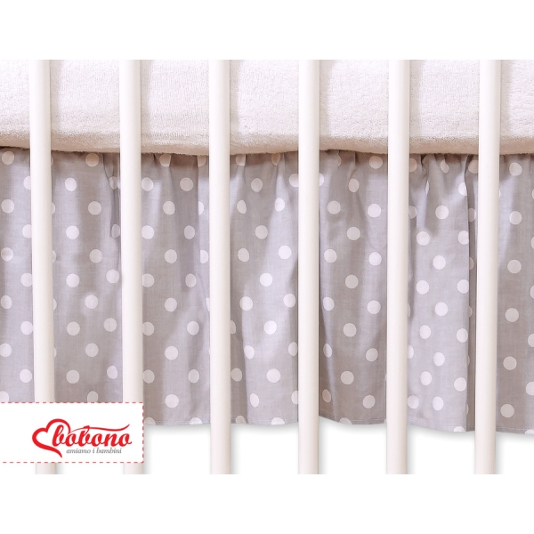 Cache-sommier Décoratif pour  Lit Bébé 70x140 cm Gris à Pois Cœurs