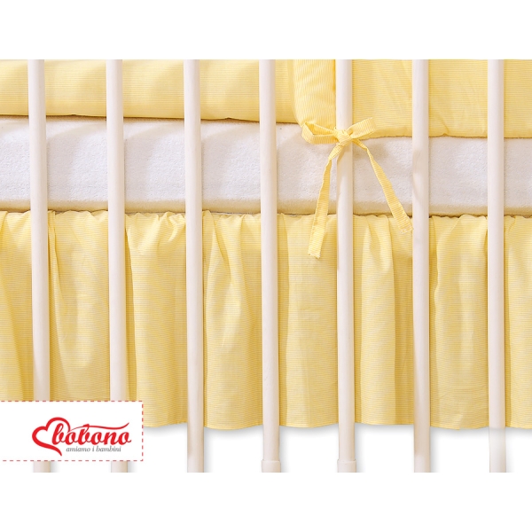 Cache-sommier Décoratif pour  Lit Bébé 70x140 cm Jaune Rayures Cœurs