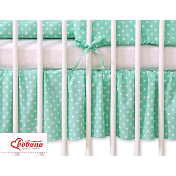 Cache-sommier Décoratif pour  Lit Bébé 70x140 cm Menthe à Pois Cœurs