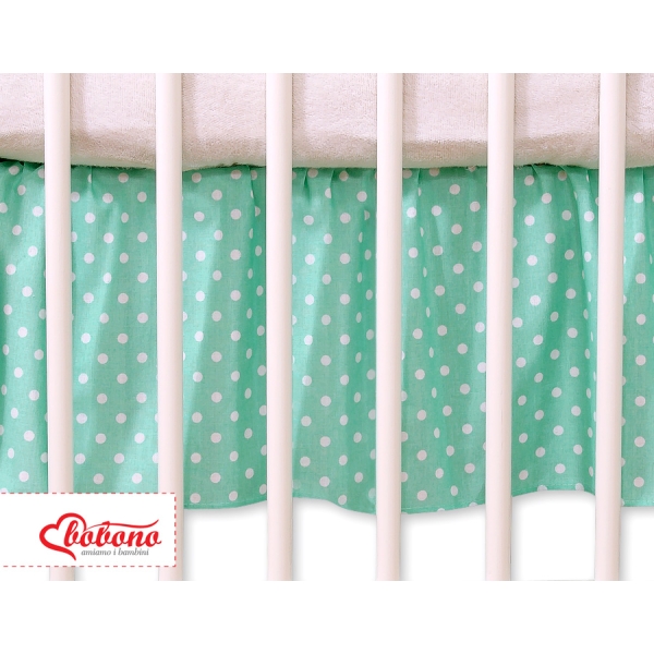 Cache-sommier Décoratif pour  Lit Bébé 70x140 cm Menthe à Pois Cœurs