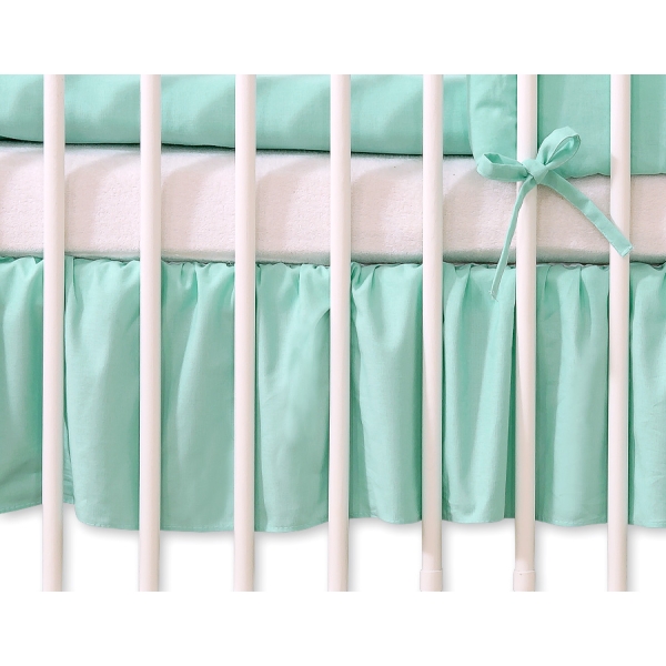 Cache-sommier Décoratif pour  Lit Bébé 70x140 cm Menthe à Pois Cœurs