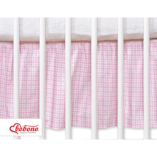 Cache-sommier Décoratif pour  Lit Bébé 70x140 cm Rose à Carreaux Cœurs