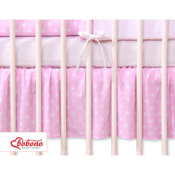 Cache-sommier Décoratif pour  Lit Bébé 70x140 cm Rose à Pois Cœurs