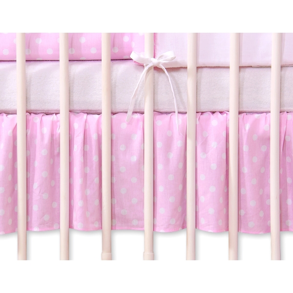 Cache-sommier Décoratif pour  Lit Bébé 70x140 cm Rose à Pois Cœurs