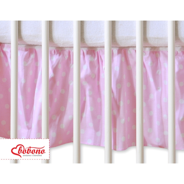 Cache-sommier Décoratif pour  Lit Bébé 70x140 cm Rose à Pois Cœurs