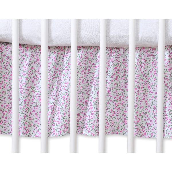 Cache-sommier Décoratif pour  Lit Bébé 70x140 cm Rose Fleurs Cœurs