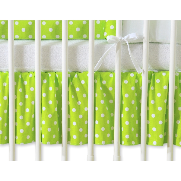 Cache-sommier Décoratif pour  Lit Bébé 70x140 cm Vert à Pois Cœurs
