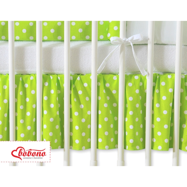 Cache-sommier Décoratif pour  Lit Bébé 70x140 cm Vert à Pois Cœurs