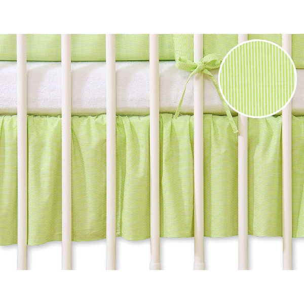 Cache-sommier Décoratif pour  Lit Bébé 70x140 cm Vert Rayures Cœurs