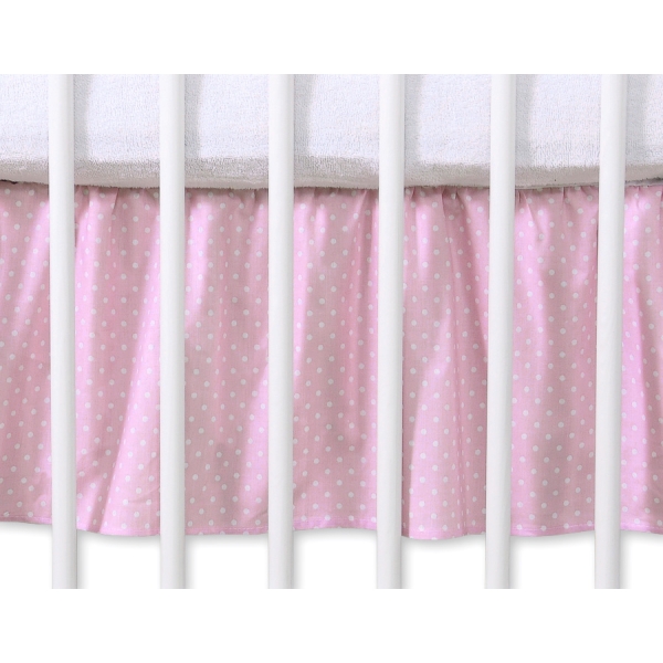 Cache-sommier  Lit Bébé 140x70 cm Rose à Pois Cœurs