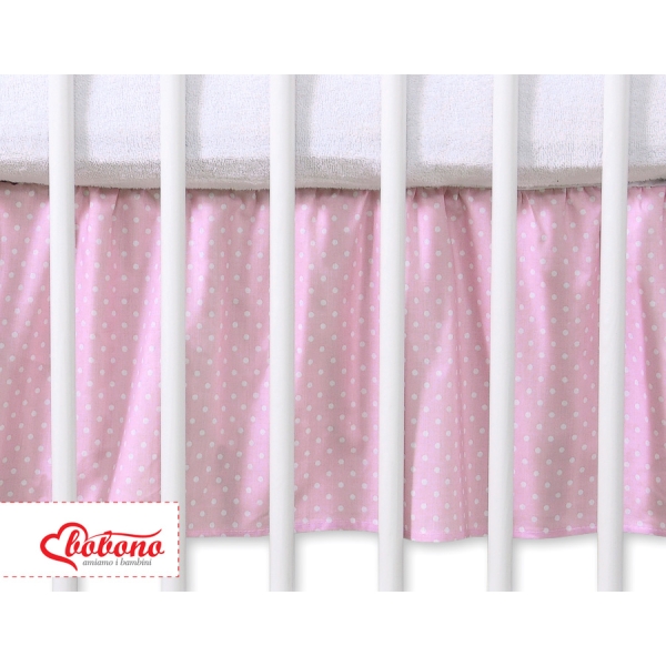 Cache-sommier  Lit Bébé 140x70 cm Rose à Pois Cœurs
