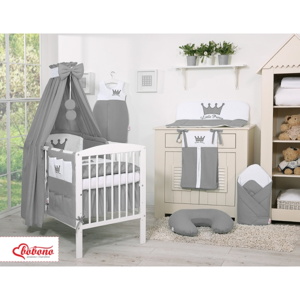 Ciel Conçu en Coton pour Lit de Bébé Anthracite Prince / Princess