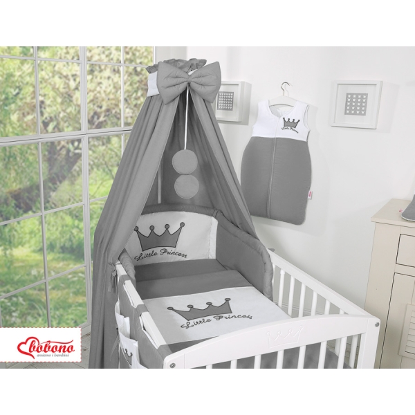 Ciel Conçu en Coton pour Lit de Bébé Anthracite Prince / Princess