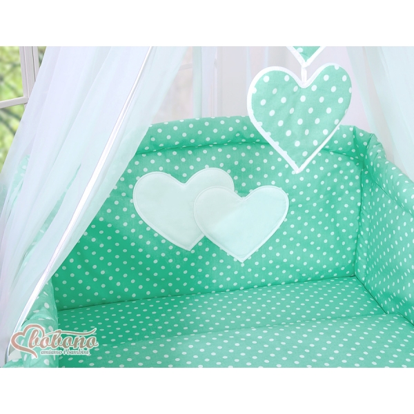 Ciel en Voile pour Lit de Bébé à Pois Cœurs