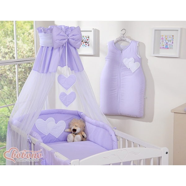 Ciel en Voile pour Lit de Bébé Lila Cœurs