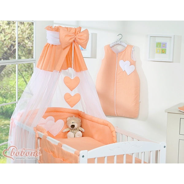 Ciel en Voile pour Lit de Bébé Orange Cœurs