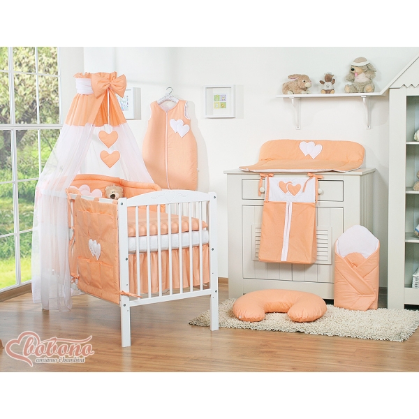 Ciel en Voile pour Lit de Bébé Orange Cœurs
