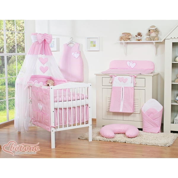 Ciel en Voile pour Lit de Bébé Rose Cœurs