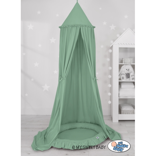 Ciel de Lit à Suspendre Au Plafond avec Nid Blanc Vert