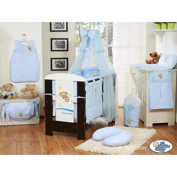 Ciel de Lit Bébé avec Fleche Bleu Voile Bonne Nuit